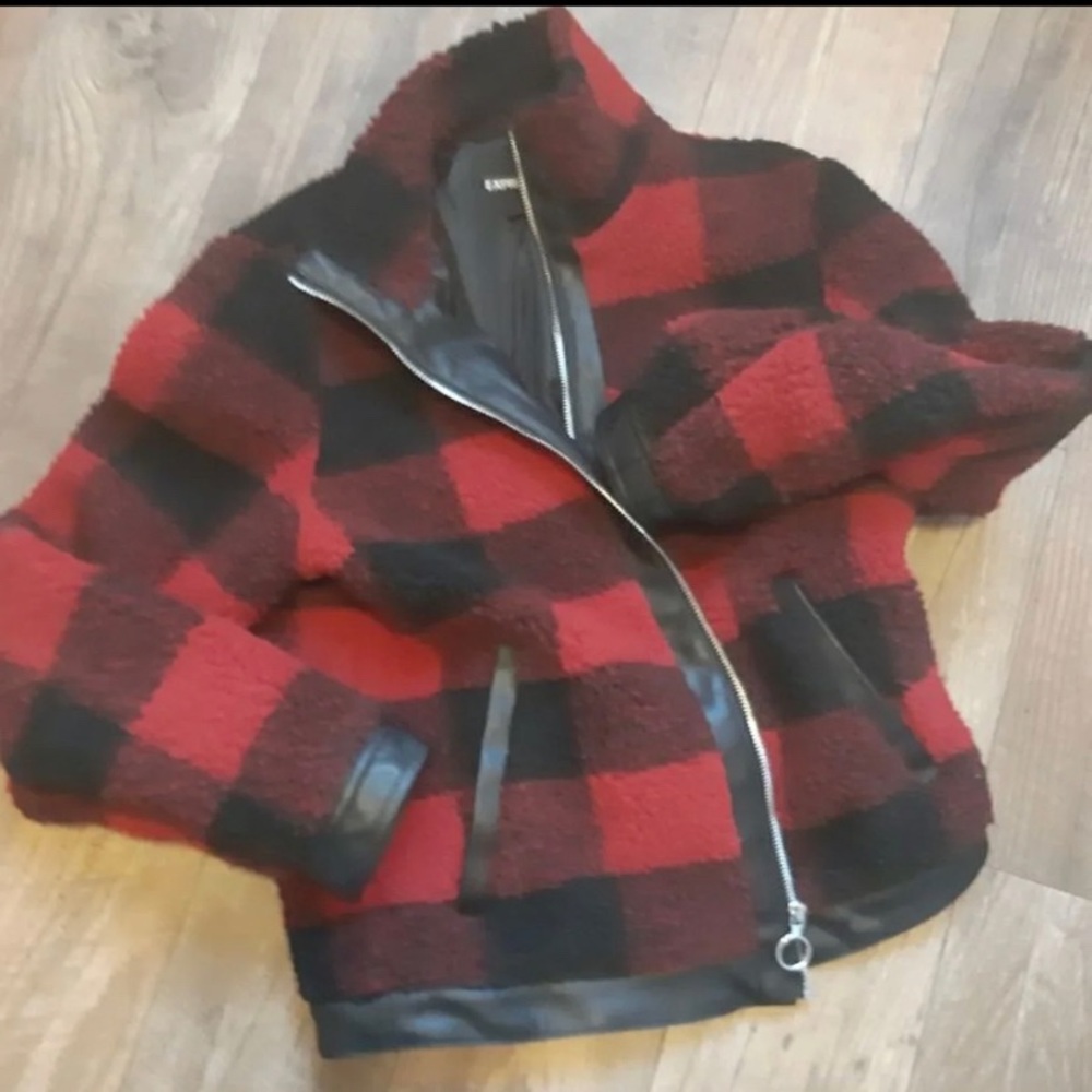 🔥Express Sherper plaid jacket preowned